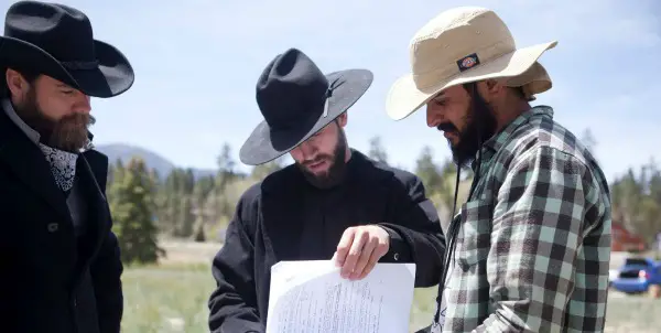 Nick DeRuve (right) on location shooting The Runaway.